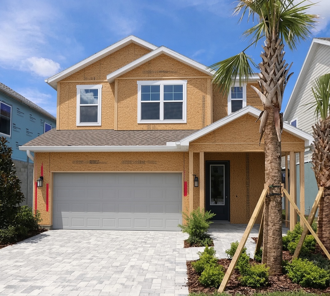 New construction home before painting